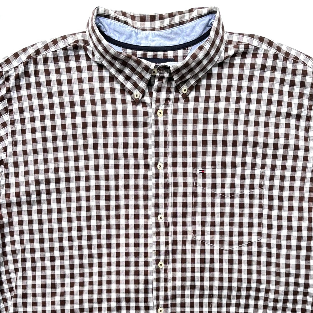 TOMMY HILFIGER Check Plaid Button Down Oxford Long Sleeve Gingham Print Shirt - Picture 11 of 12